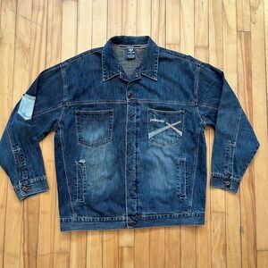 Vtg Pelle Pelle Mens Denim Jacket Blue Wash Jean Trucker Style Size Large